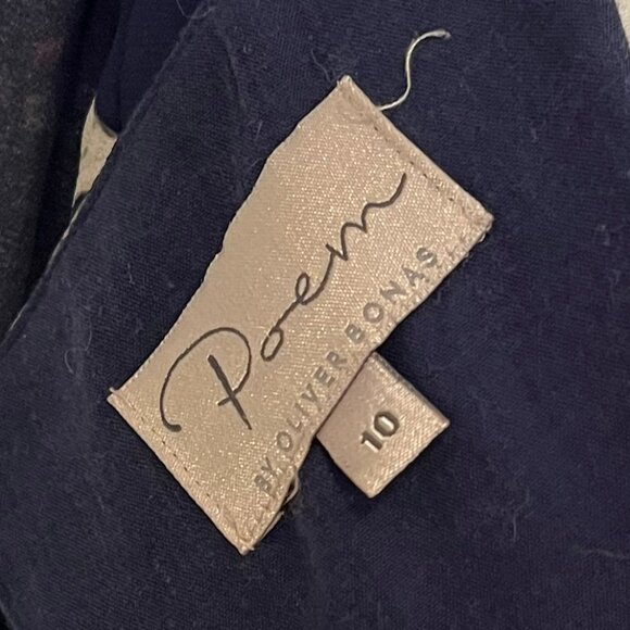 Poem by Oliver Bonas Navy Deer Print Chiffon Dress | Size US 6 / UK 10 - Picture 5 of 7